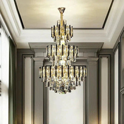 Foyer 3 Layers Extra Large Crystal Chandelier for Living Room Staircase Ceiling Lighting Fixture - Zelno Lighting