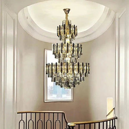 Foyer 3 Layers Extra Large Crystal Chandelier for Living Room Staircase Ceiling Lighting Fixture - Zelno Lighting