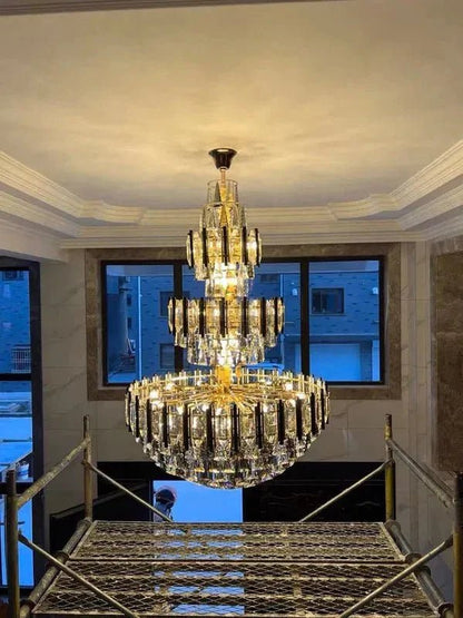 Foyer 3 Layers Extra Large Crystal Chandelier for Living Room Staircase Ceiling Lighting Fixture - Zelno Lighting