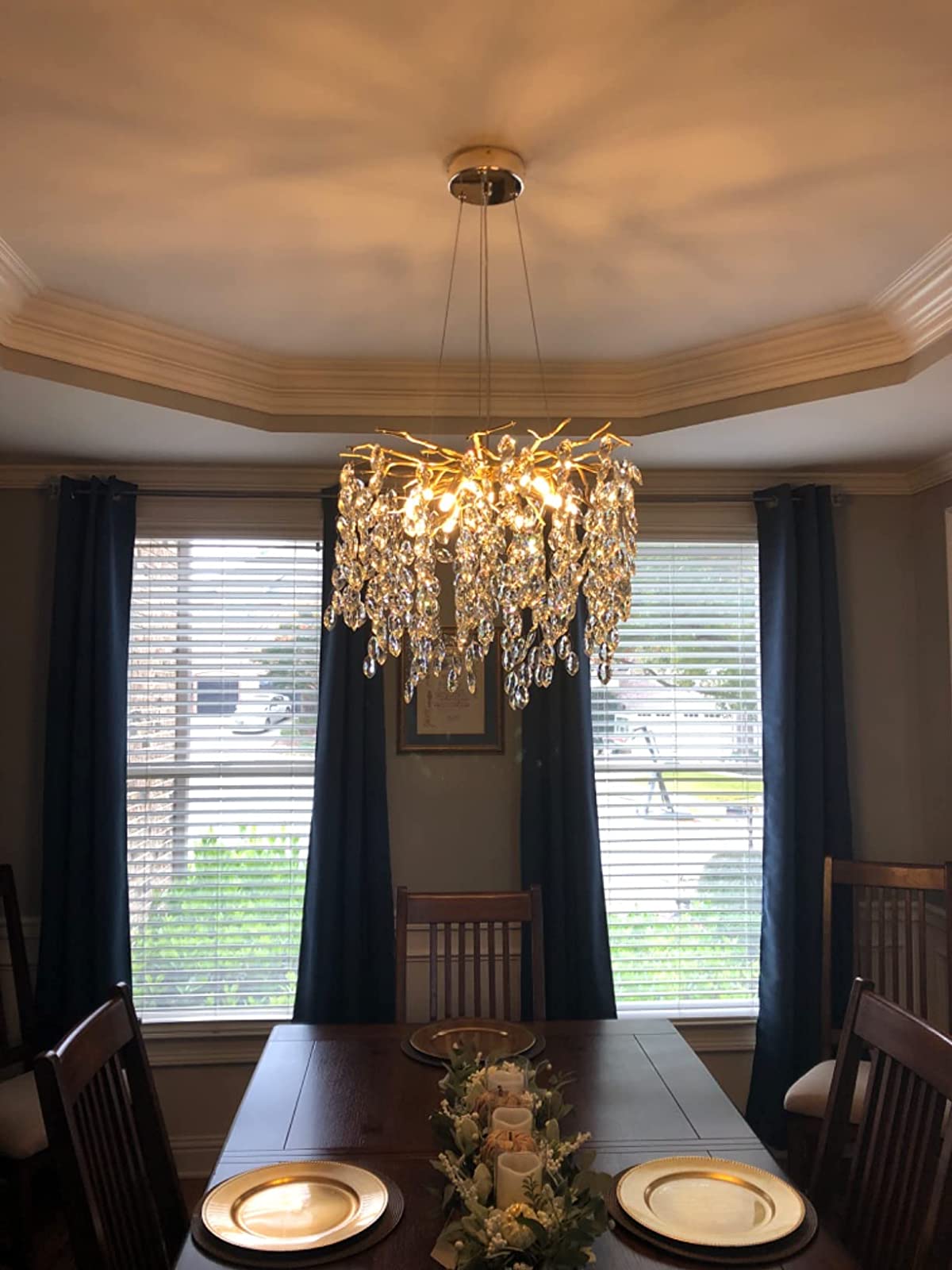 French Branch Crystal Chandelier with Elegant Crystal Leaves - Zelno Lighting