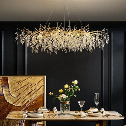 French Branch Crystal Chandelier with Elegant Crystal Leaves - Zelno Lighting