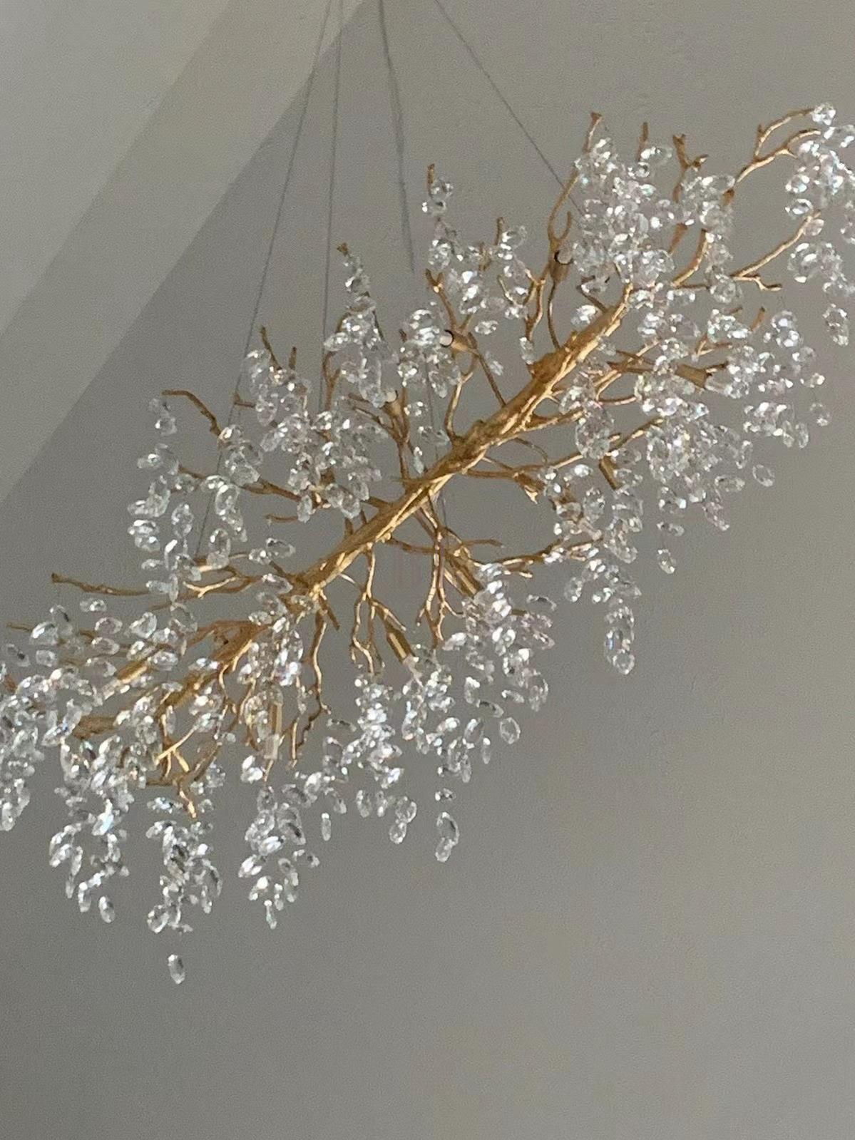 French Branch Crystal Chandelier with Elegant Crystal Leaves - Zelno Lighting
