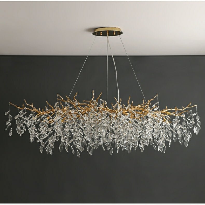 French Branch Crystal Chandelier with Elegant Crystal Leaves - Zelno Lighting