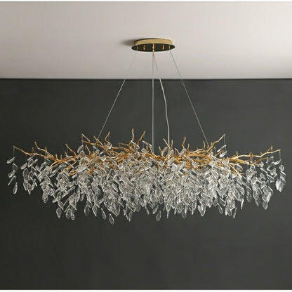French Branch Crystal Chandelier with Elegant Crystal Leaves - Zelno Lighting