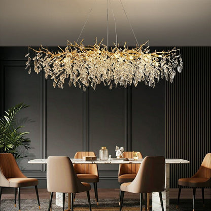 French Branch Crystal Chandelier with Elegant Crystal Leaves - Zelno Lighting