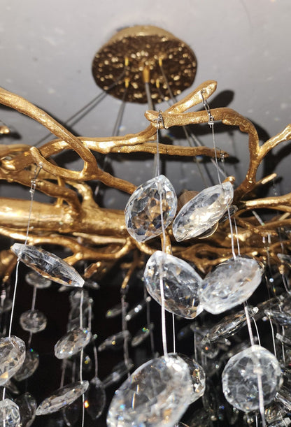 French Branch Crystal Chandelier with Elegant Crystal Leaves - Zelno Lighting