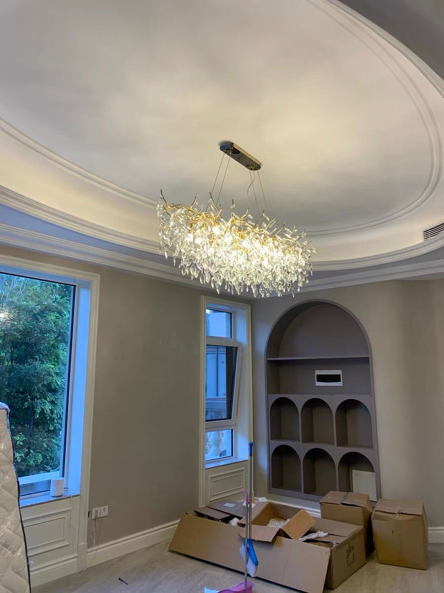 French Branch Crystal Chandelier with Elegant Crystal Leaves - Zelno Lighting