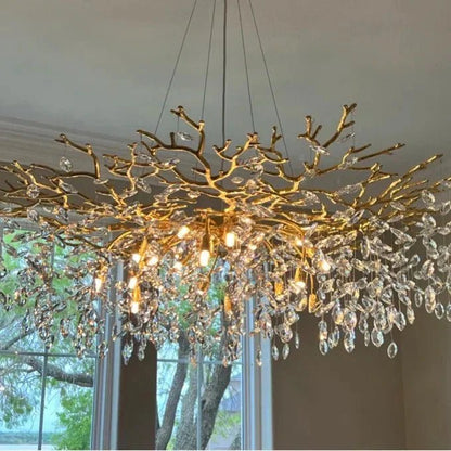 French Branch Crystal Chandelier with Elegant Crystal Leaves - Zelno Lighting