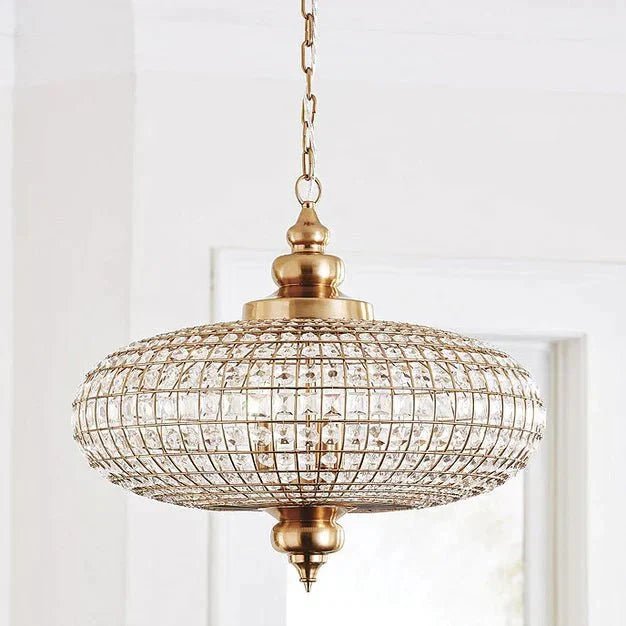French Empire Vintage Bead Ellipsoid Crystal Chandelier for Living Room/Bedroom - Zelno Lighting