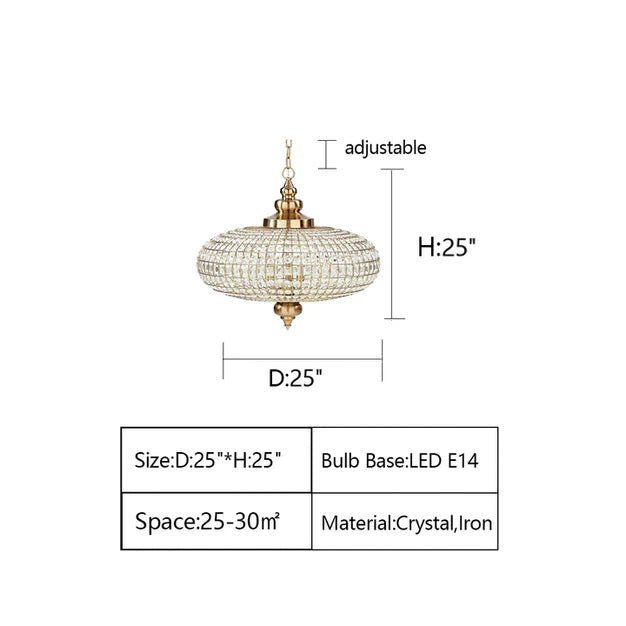 French Empire Vintage Bead Ellipsoid Crystal Chandelier for Living Room/Bedroom - Zelno Lighting