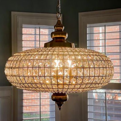 French Empire Vintage Bead Ellipsoid Crystal Chandelier for Living Room/Bedroom - Zelno Lighting