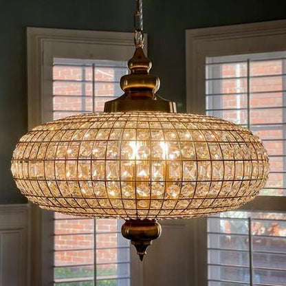 French Empire Vintage Bead Ellipsoid Crystal Chandelier for Living Room/Bedroom - Zelno Lighting