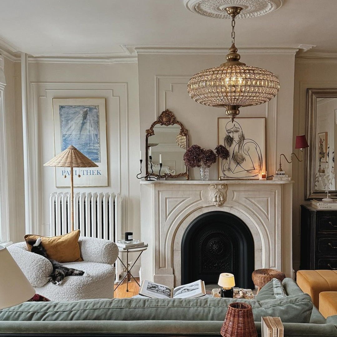 French Empire Vintage Bead Ellipsoid Crystal Chandelier for Living Room/Bedroom - Zelno Lighting