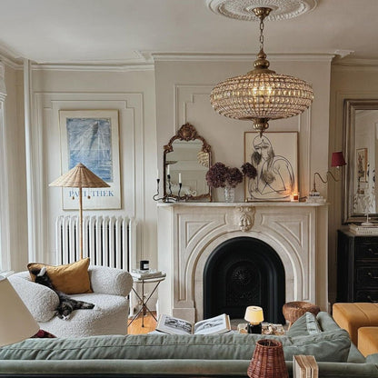 French Empire Vintage Bead Ellipsoid Crystal Chandelier for Living Room/Bedroom - Zelno Lighting