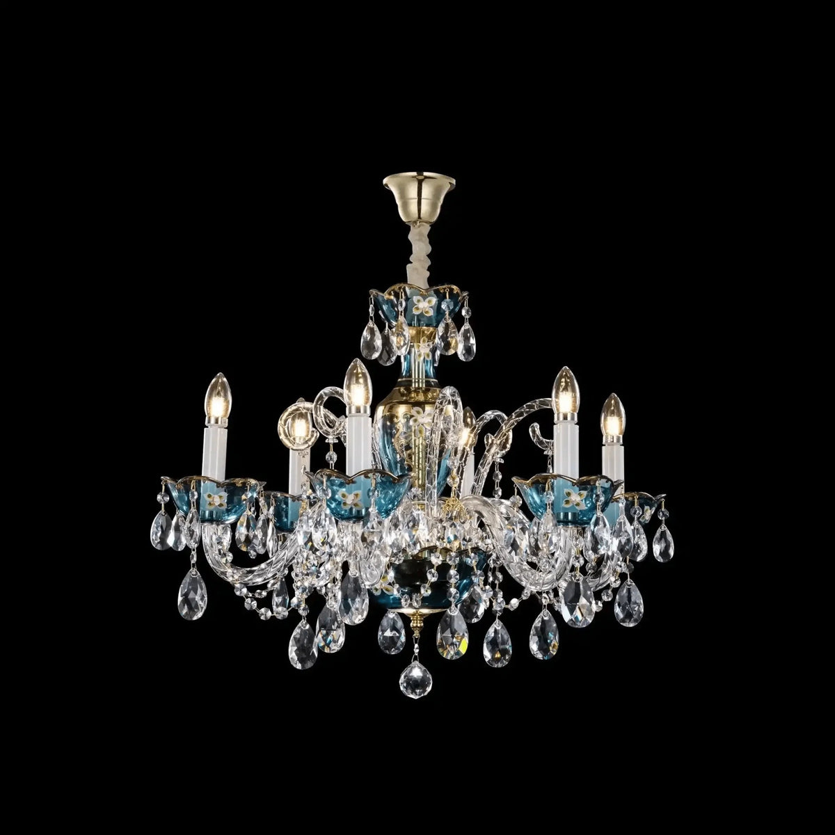 French Romantic Blue Crystal Designer Chandelier for Bedroom/Living Room/Dining Room - Zelno Lighting