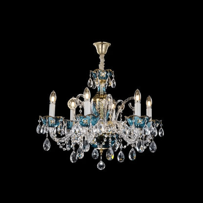 French Romantic Blue Crystal Designer Chandelier for Bedroom/Living Room/Dining Room - Zelno Lighting