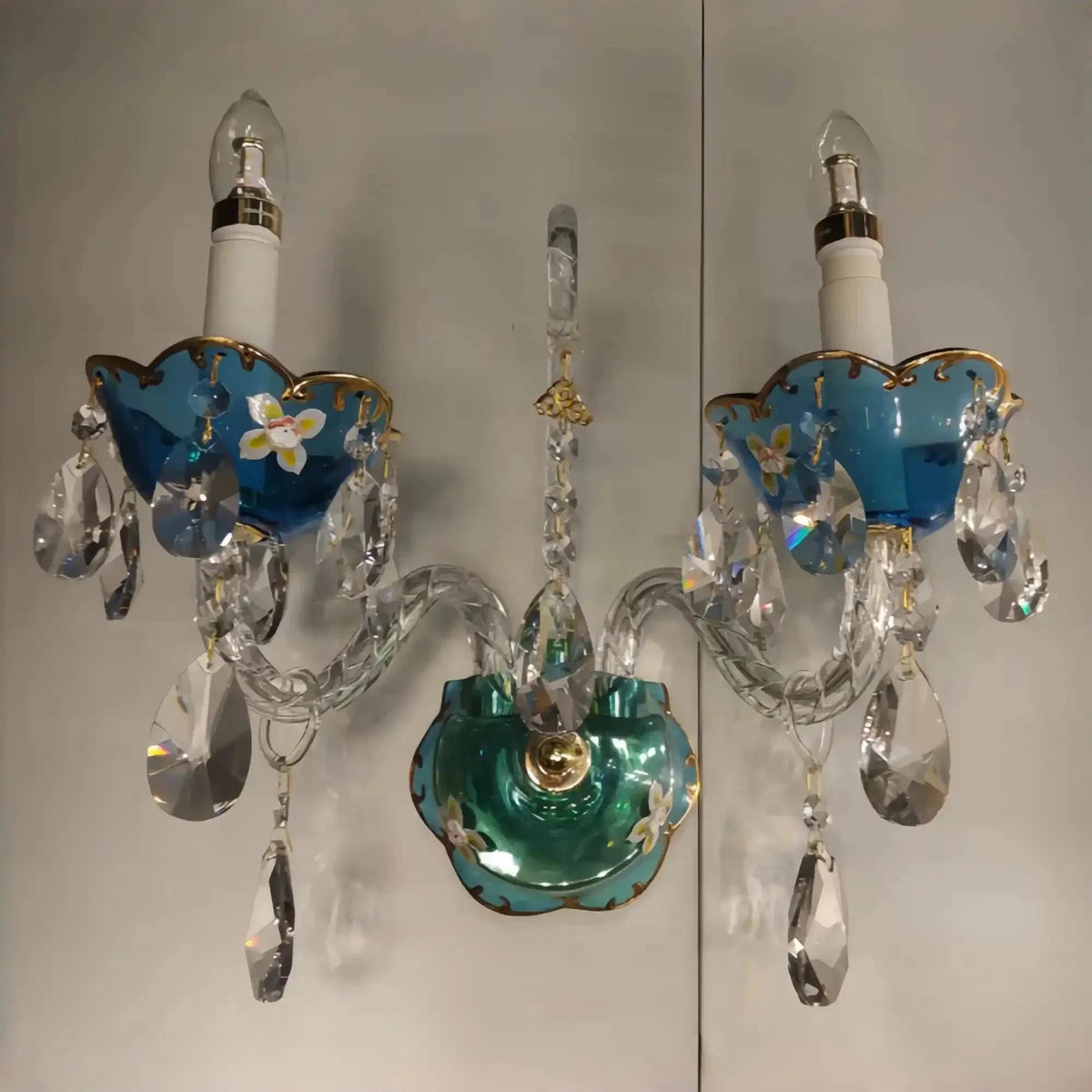 French Romantic Blue Crystal Designer Chandelier for Bedroom/Living Room/Dining Room - Zelno Lighting