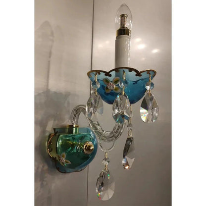 French Romantic Blue Crystal Designer Chandelier for Bedroom/Living Room/Dining Room - Zelno Lighting
