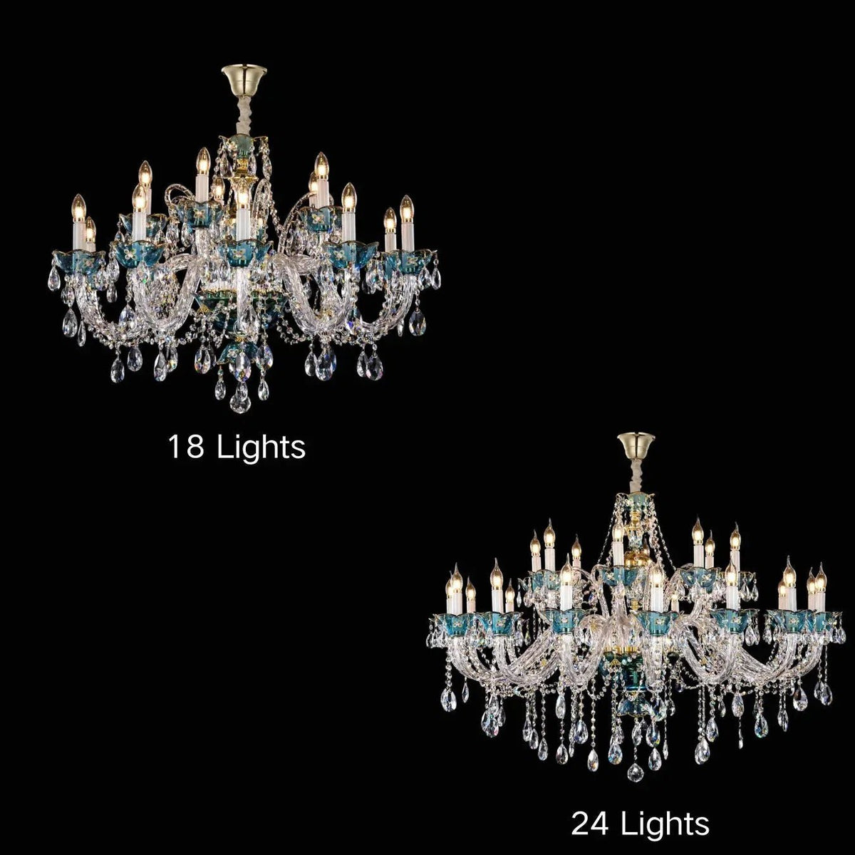 French Romantic Blue Crystal Designer Chandelier for Bedroom/Living Room/Dining Room - Zelno Lighting