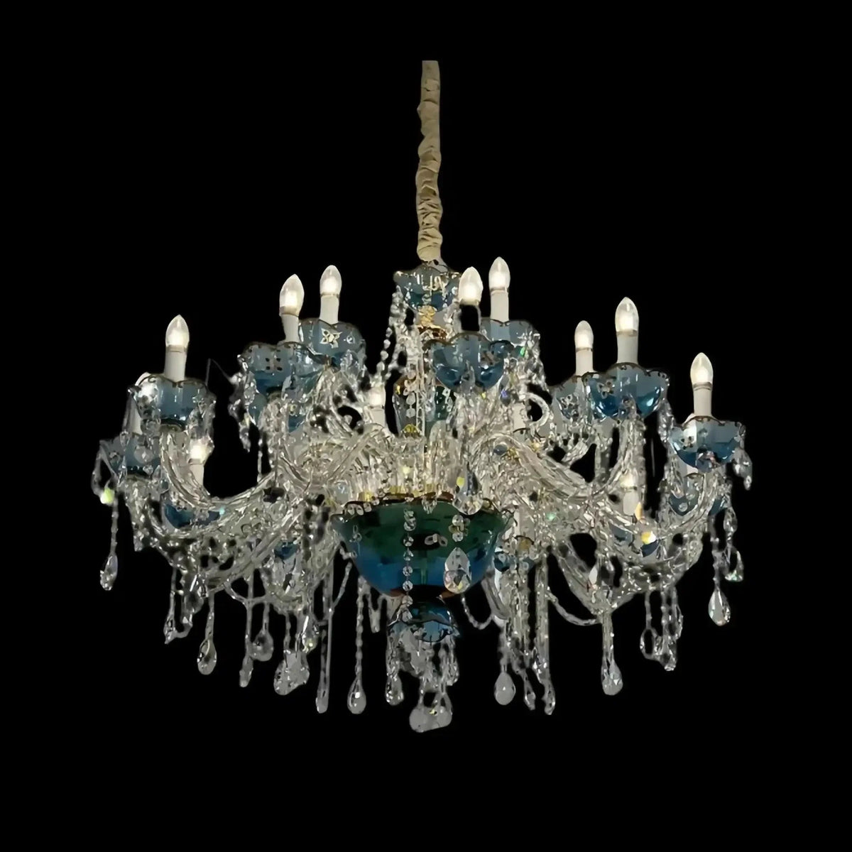 French Romantic Blue Crystal Designer Chandelier for Bedroom/Living Room/Dining Room - Zelno Lighting
