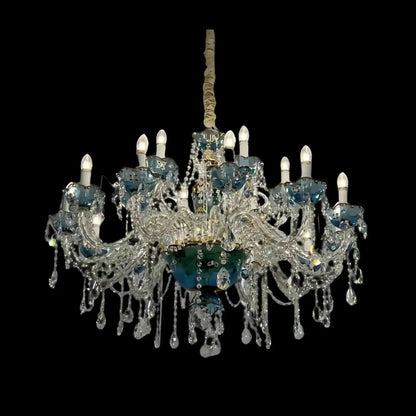 French Romantic Blue Crystal Designer Chandelier for Bedroom/Living Room/Dining Room - Zelno Lighting