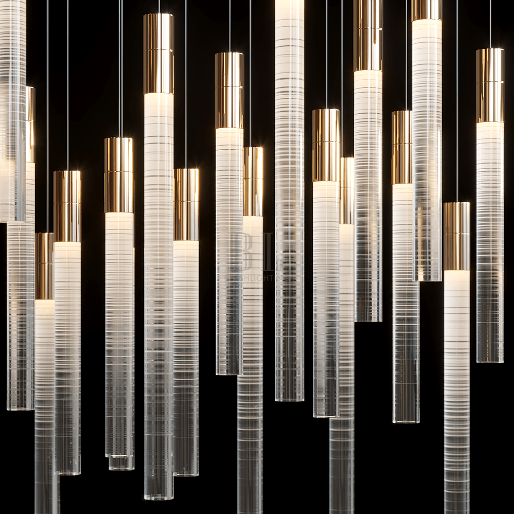 Frosted Tube Cluster Chandelier - Zelno Lighting