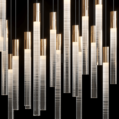 Frosted Tube Cluster Chandelier - Zelno Lighting