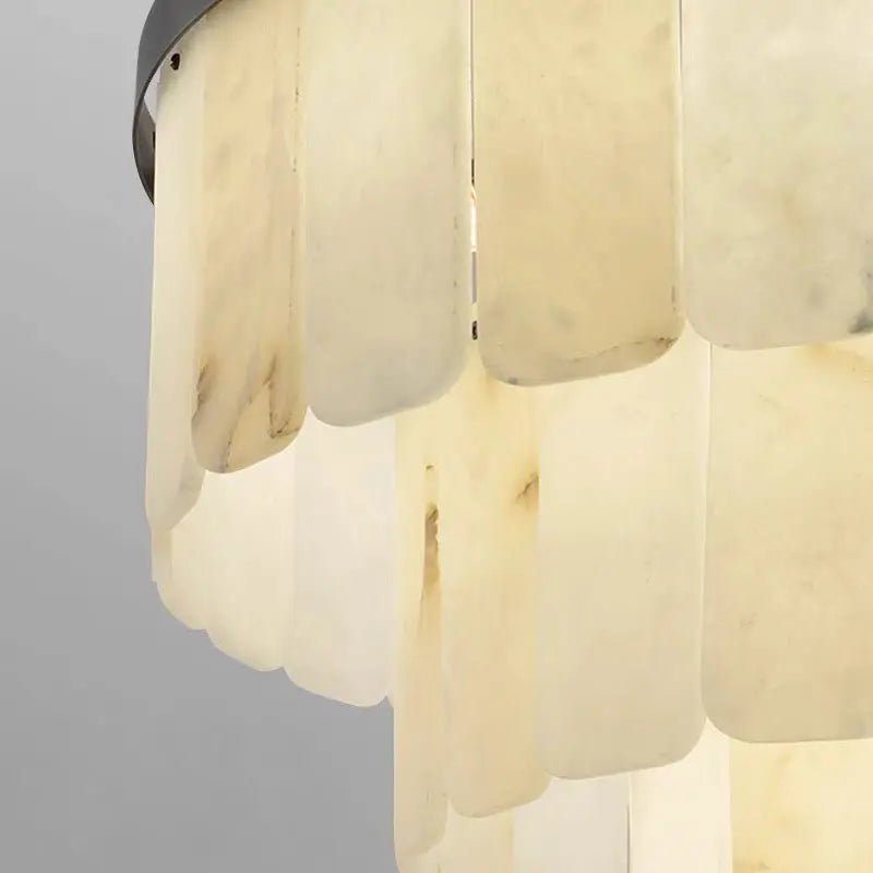 Galadriel Alabaster Modern Multi-Tiered Round Chandelier - Zelno