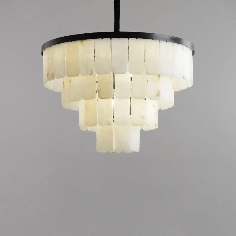 Galadriel Alabaster Modern Multi-Tiered Round Chandelier - Zelno