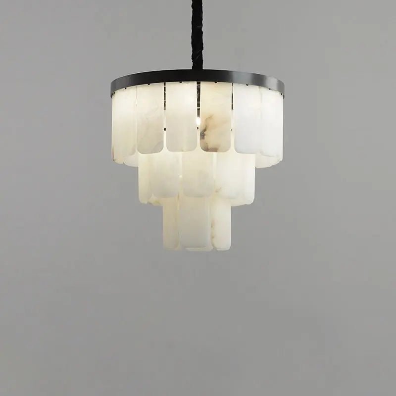 Galadriel Alabaster Modern Multi-Tiered Round Chandelier - Zelno