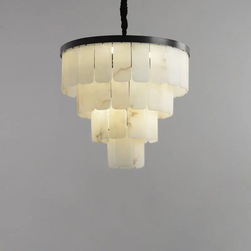 Galadriel Alabaster Modern Multi-Tiered Round Chandelier - Zelno