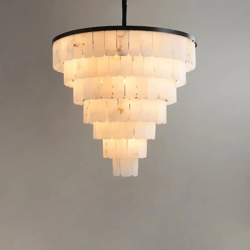 Galadriel Alabaster Modern Multi-Tiered Round Chandelier - Zelno