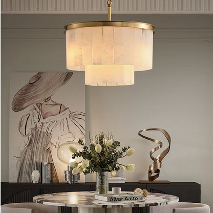 Galadriel Alabaster Multi-Layer Modern Round Chandelier - Zelno