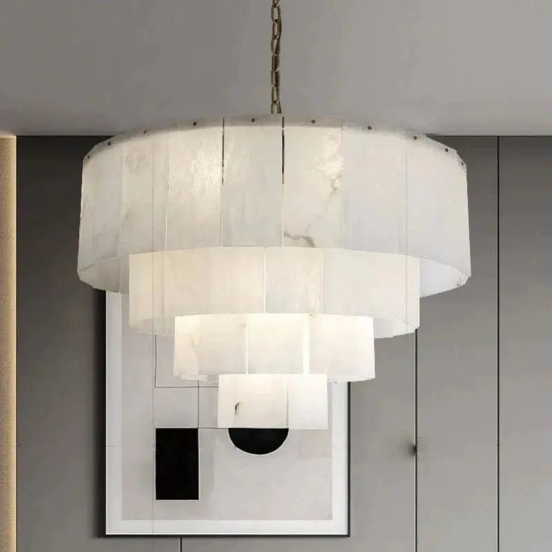 Galadriel Alabaster Multi-Layer Modern Round Chandelier - Zelno