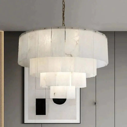 Galadriel Alabaster Multi-Layer Modern Round Chandelier - Zelno