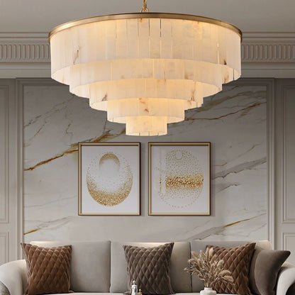 Galadriel Alabaster Multi-Layer Modern Round Chandelier - Zelno