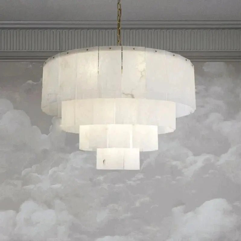 Galadriel Alabaster Multi-Layer Modern Round Chandelier - Zelno