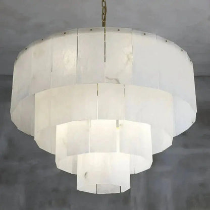 Galadriel Alabaster Multi-Layer Modern Round Chandelier - Zelno