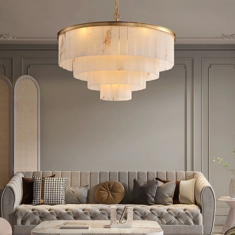 Galadriel Alabaster Multi-Layer Modern Round Chandelier - Zelno