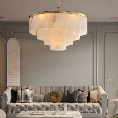 Galadriel Alabaster Multi-Layer Modern Round Chandelier - Zelno