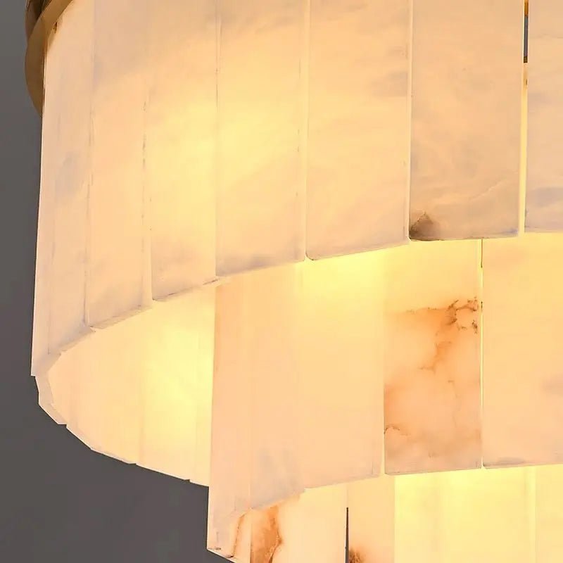 Galadriel Alabaster Multi-Tiered Round Chandelier Lighting - Zelno