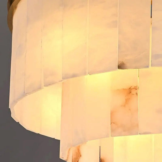Galadriel Alabaster Multi-Tiered Round Chandelier Lighting - Zelno