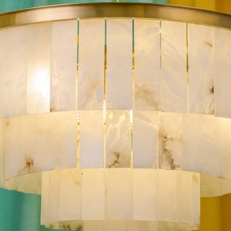 Galadriel Alabaster Multi-Tiered Round Chandelier Lighting - Zelno