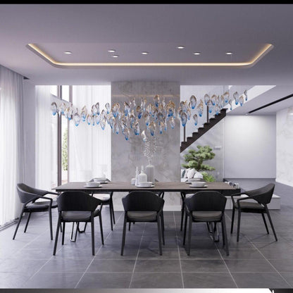 Galaxy Ocean Drift Blown Glass Crystal Spiral Chandelier - Zelno Lighting