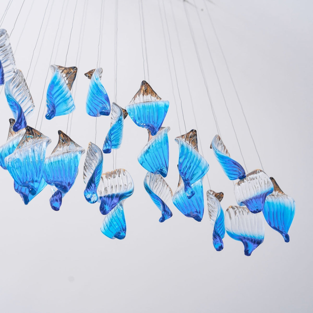 Galaxy Ocean Drift Blown Glass Crystal Spiral Chandelier - Zelno Lighting