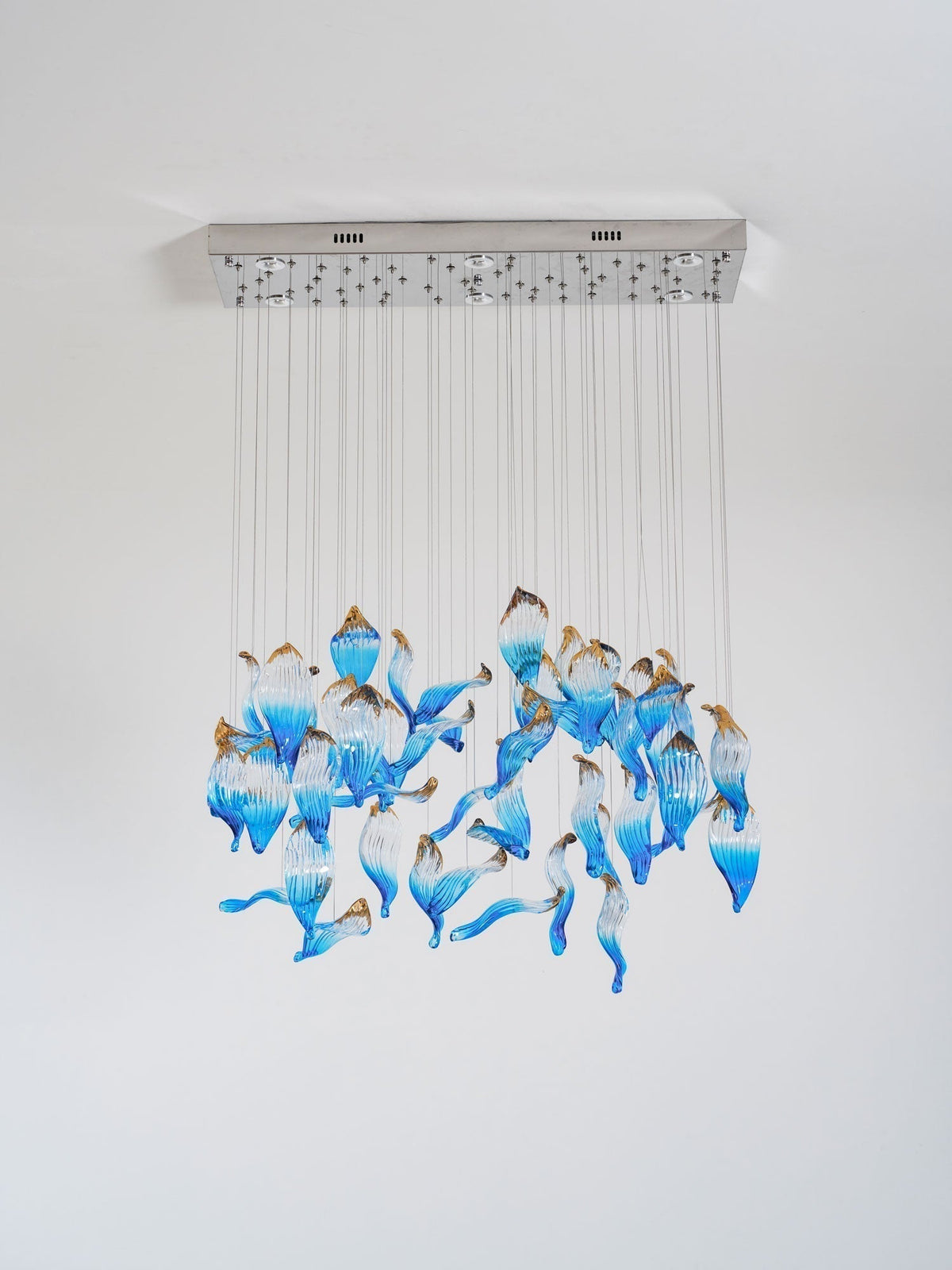 Galaxy Ocean Drift Blown Glass Crystal Spiral Chandelier - Zelno Lighting