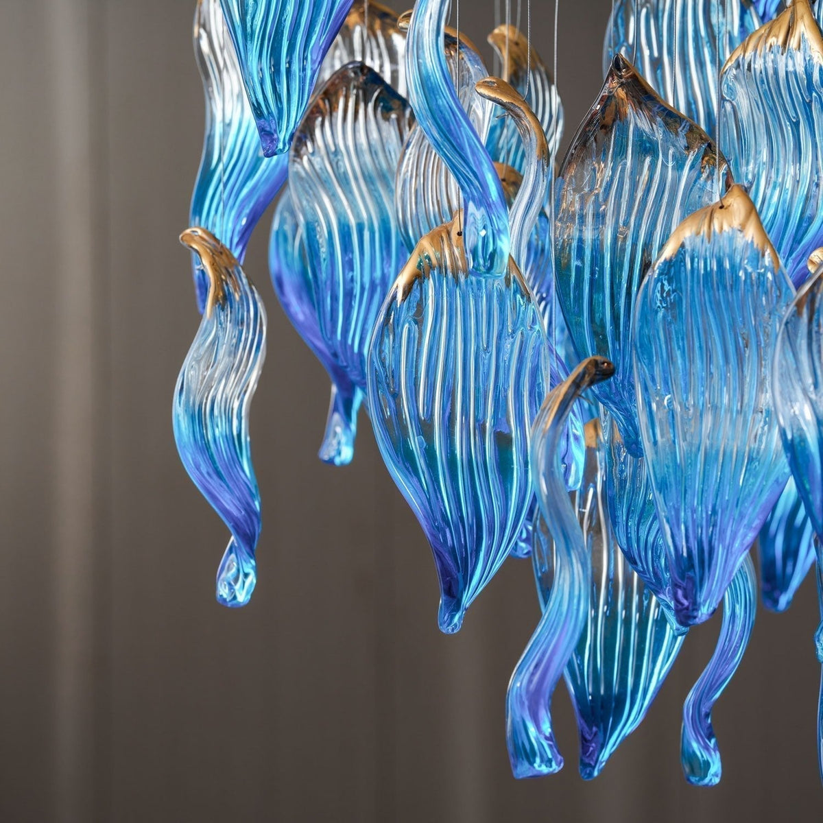 Galaxy Ocean Drift Blown Glass Crystal Spiral Chandelier - Zelno Lighting