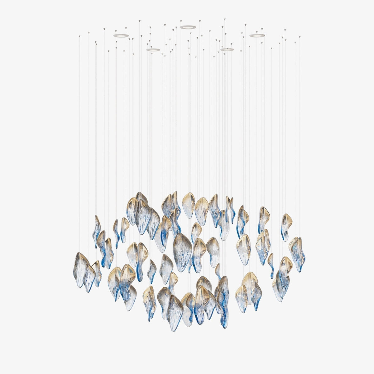 Galaxy Ocean Drift Blown Glass Crystal Spiral Chandelier - Zelno Lighting