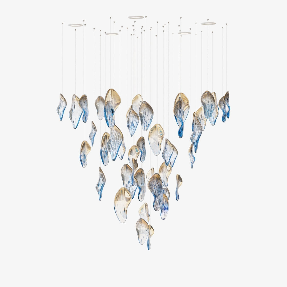 Galaxy Ocean Drift Blown Glass Crystal Spiral Chandelier - Zelno Lighting