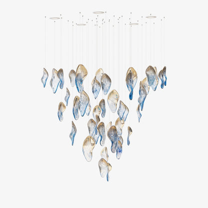 Galaxy Ocean Drift Blown Glass Crystal Spiral Chandelier - Zelno Lighting